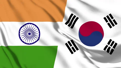India and Korea flags